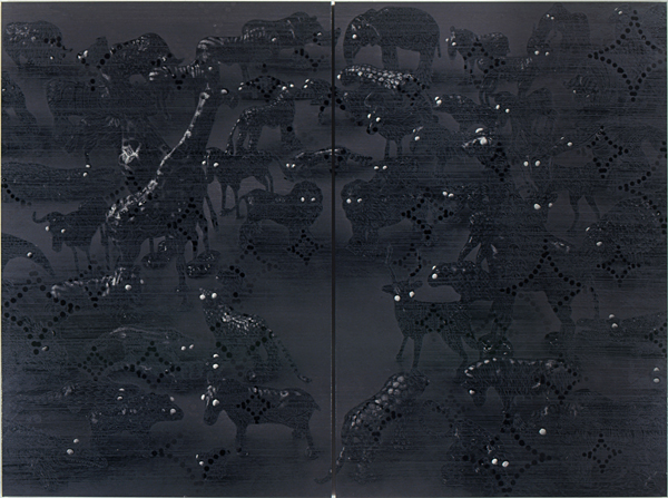 《 (08-02) NIGHT ON THE WILDS (2点組) 》 2008年 ポリコートパネルに印画紙、樹脂、インタリオ　オン フォト ed.2　91×120cm